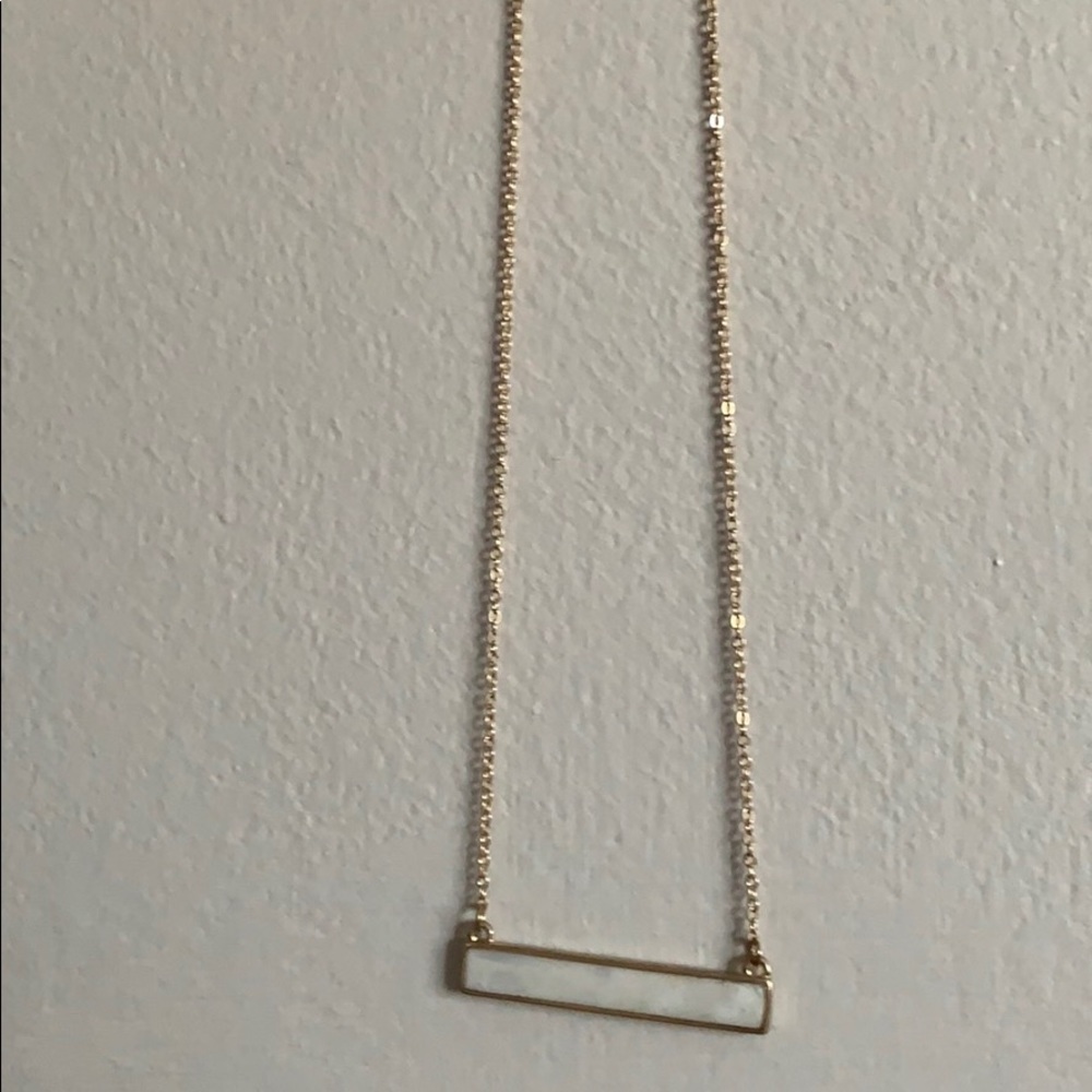 Gold chain with Marble Bar 14” Necklace